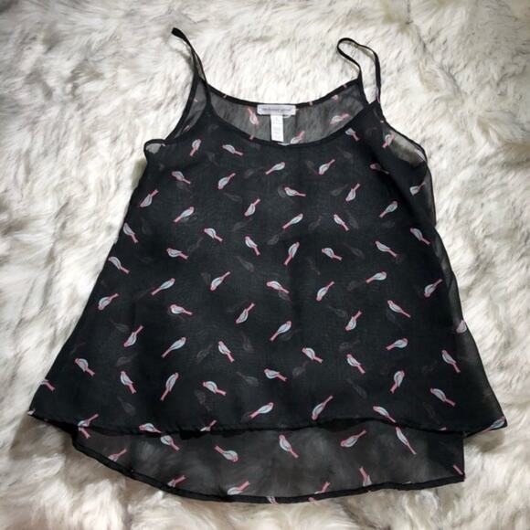 Ambiance Apparel small bird print sheer tank top - Picture 2 of 8
